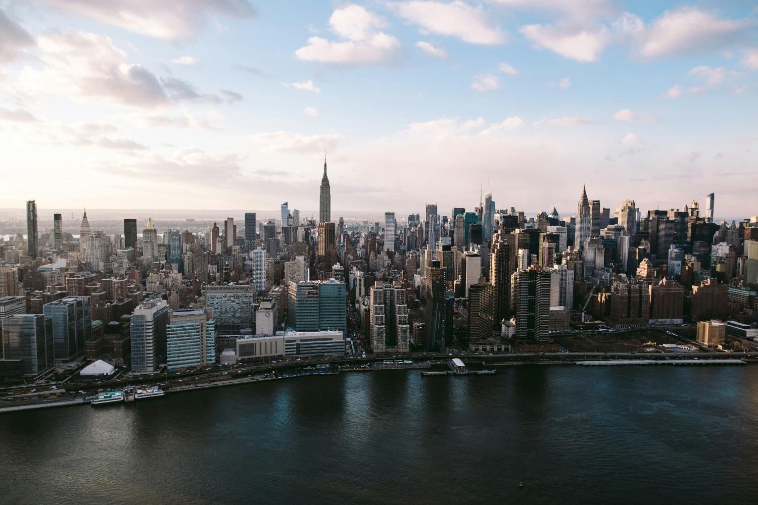 Panoramic metropolitan landscape with data network visualization